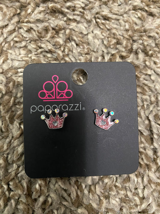 Pink Crown Earrings